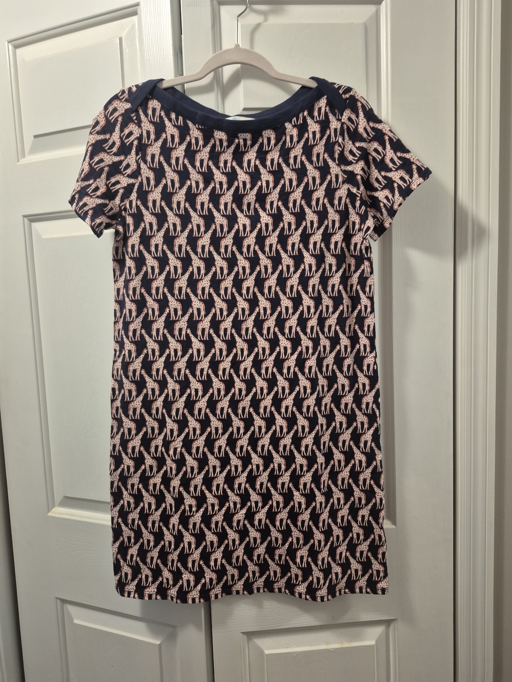 BODEN Navy and Red Giraffe Print Short Sleeve Dress, Sz 6 Petite
